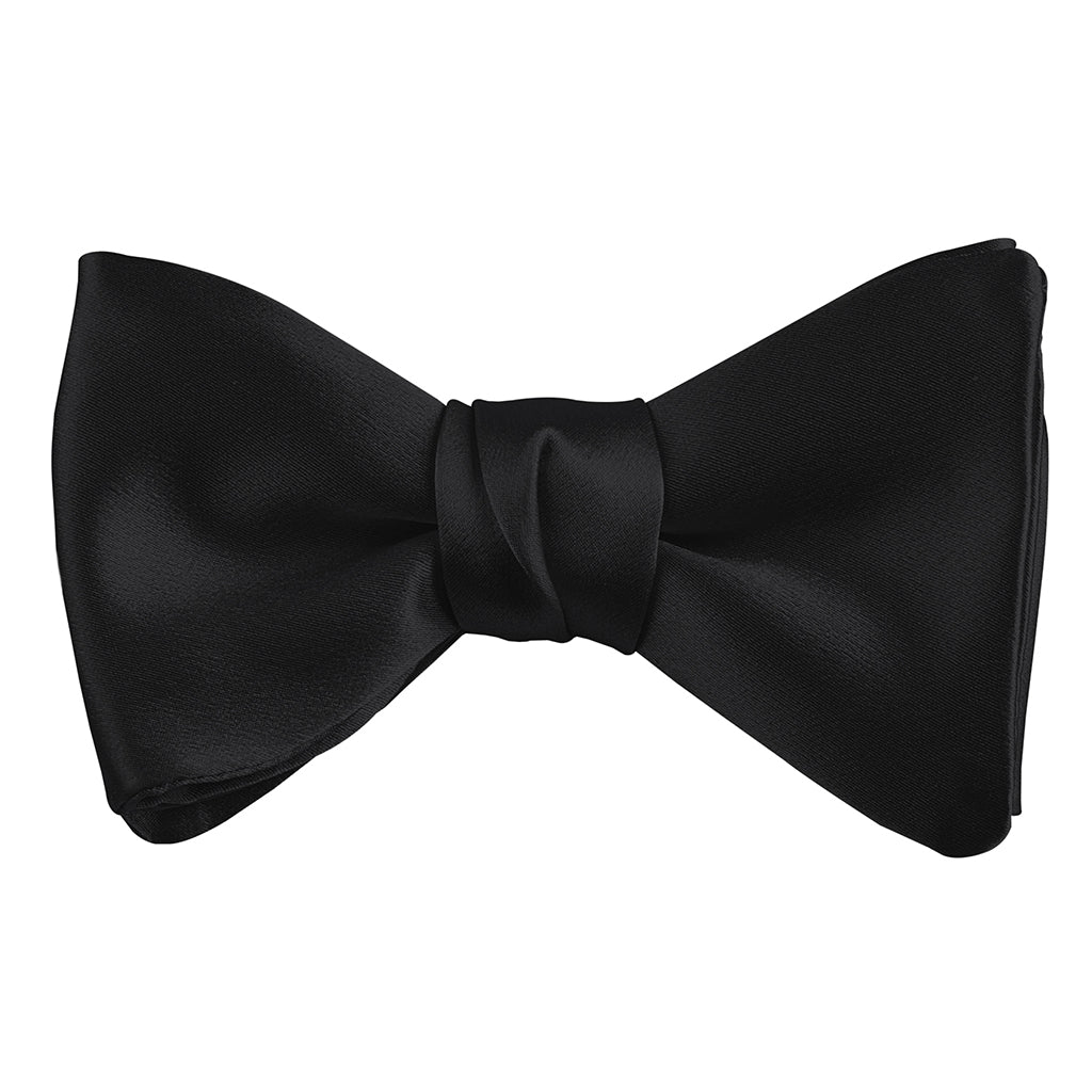 Black Italian Silk Pre-Tied Bow Tie - Contemporary