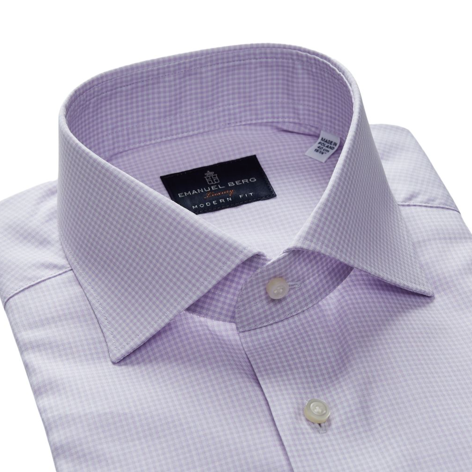 Natural Stretch Yoga Twill Premium Luxury Dress Shirt in Purple Check