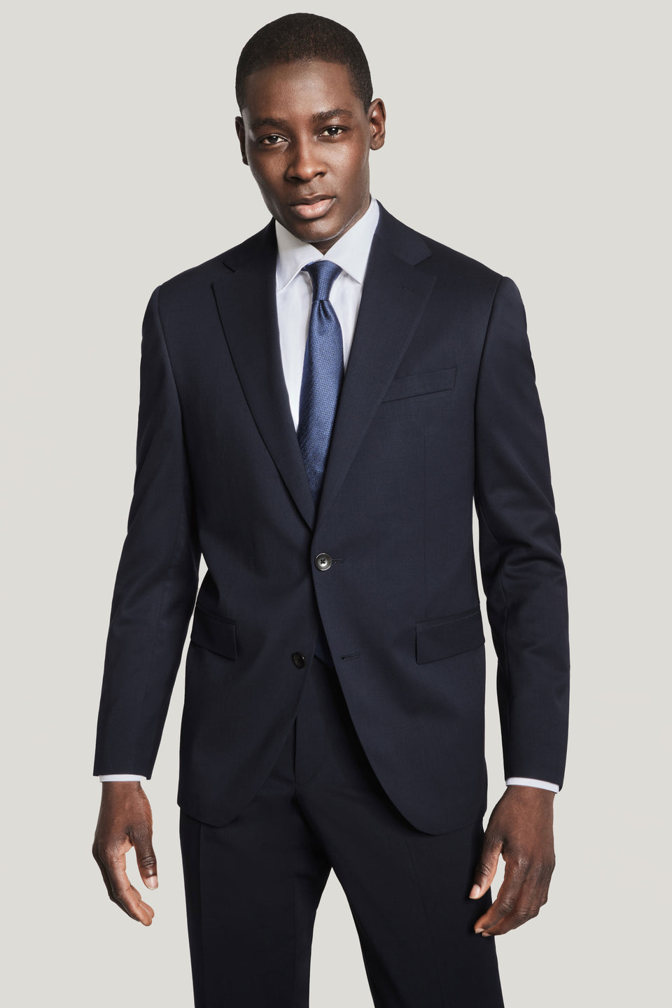 3SIXTY5 Elon Contemporary Trim Suit Jacket in Solid Navy