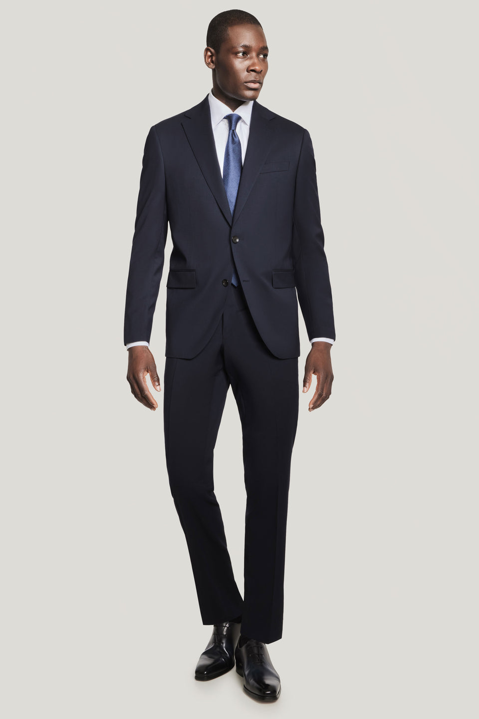 3SIXTY5 Elon Contemporary Trim Suit Jacket in Solid Navy