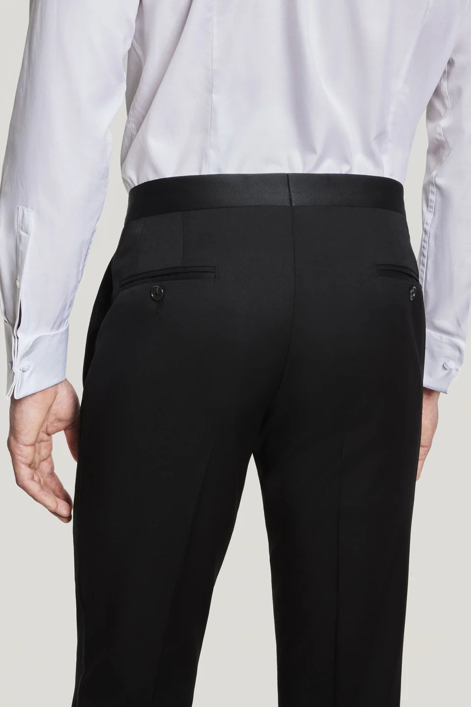 Black Solid Tuxedo Trouser