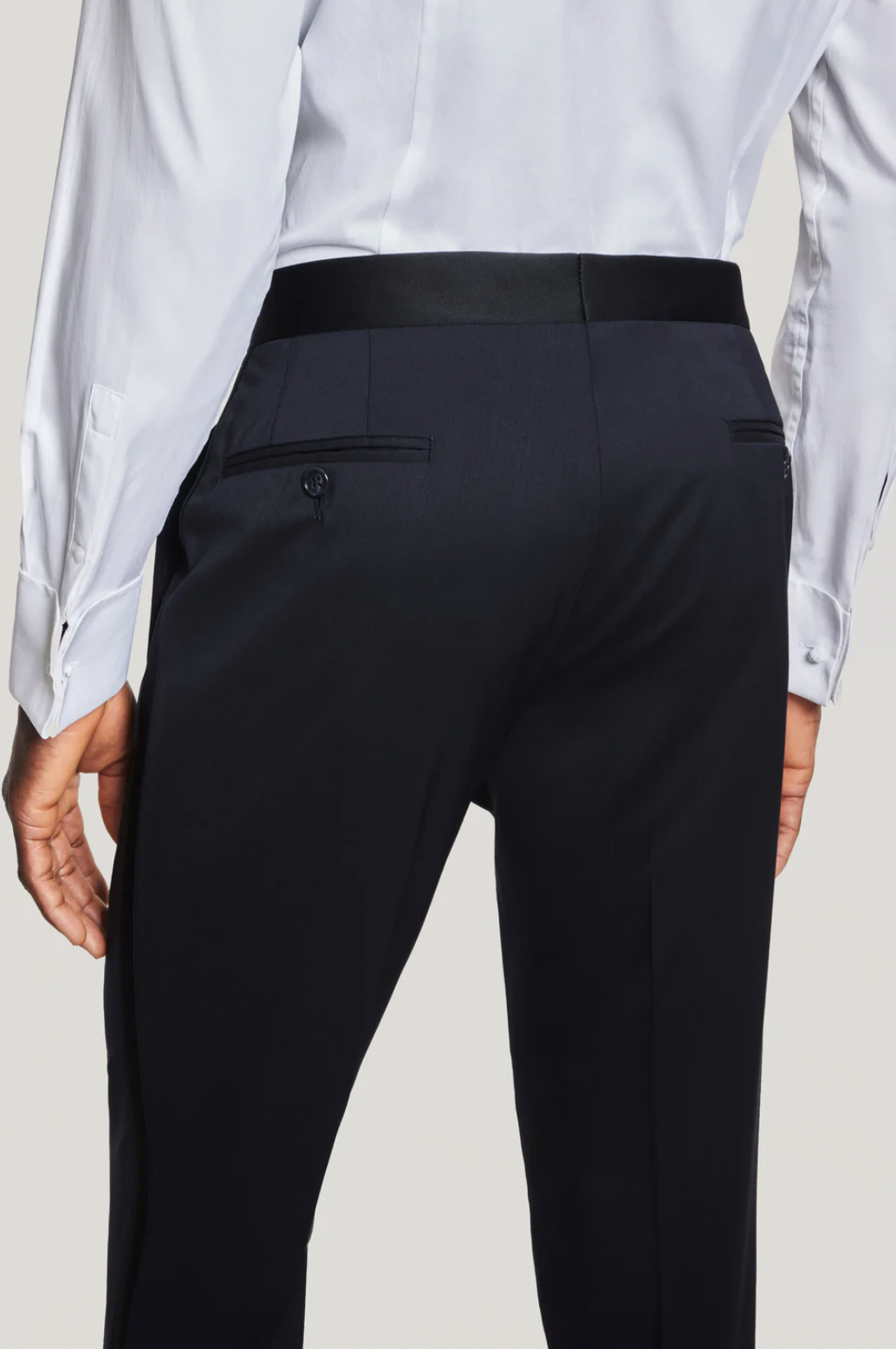 Navy Solid Tuxedo Trouser