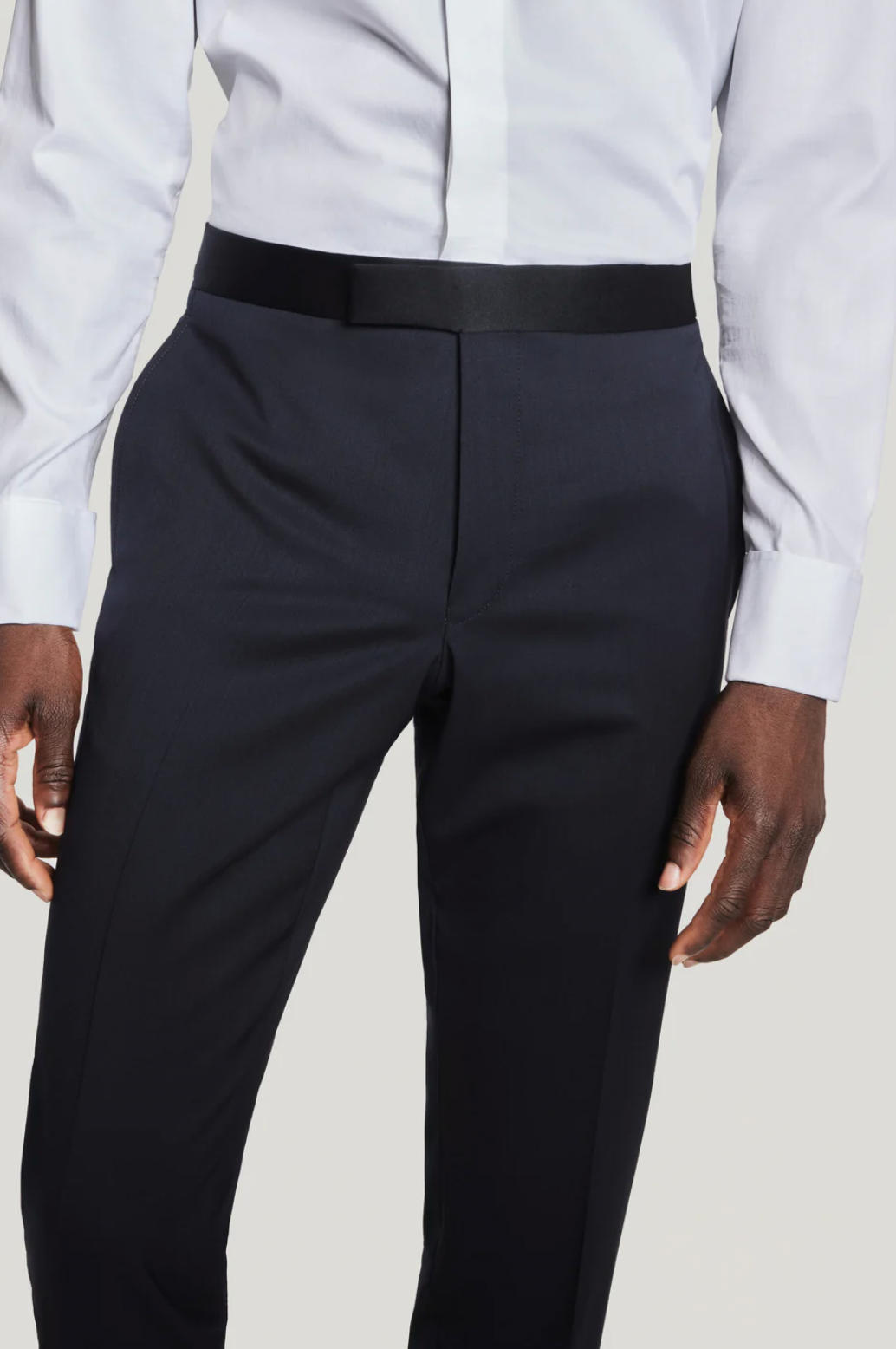 Navy Solid Tuxedo Trouser