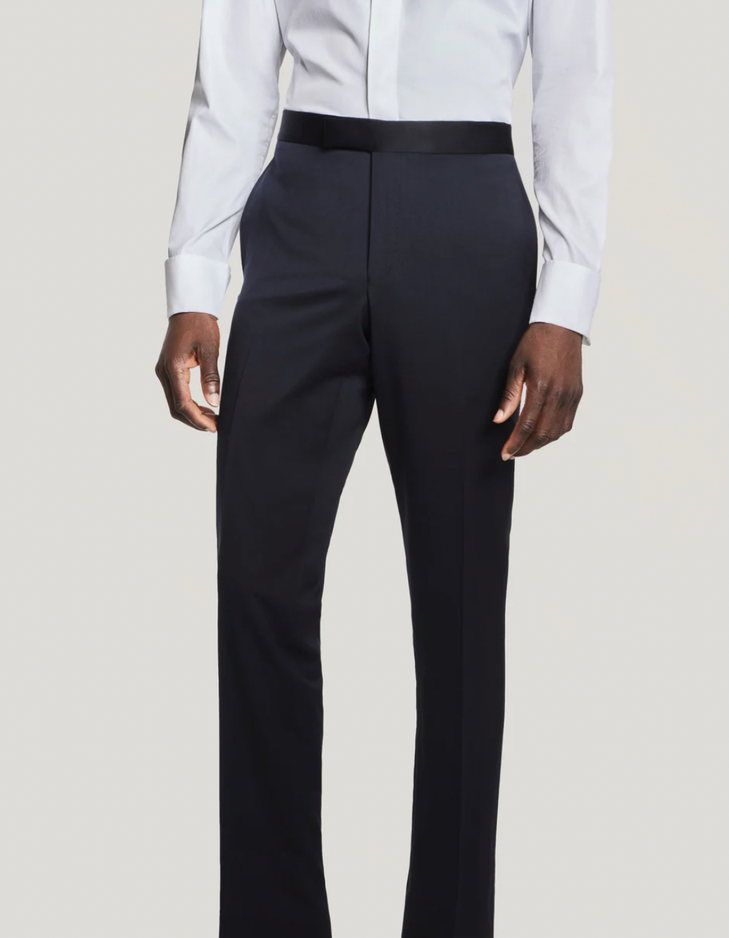 Navy Solid Tuxedo Trouser