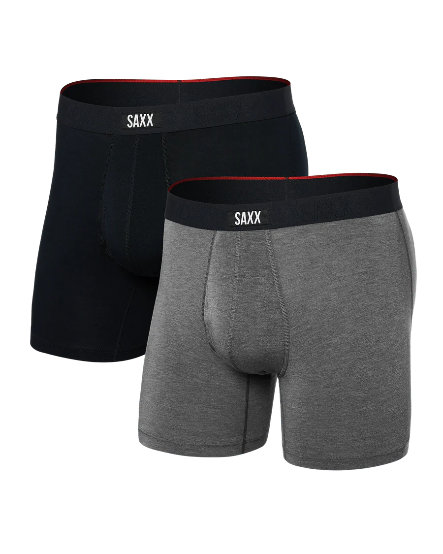 VIBE XTRA SOFT COMFORT BOXER BRIEF FLY 2PK Black/Grey
