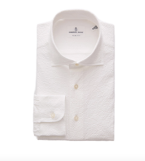 Textured Crinkle Hybrid Shirt in White