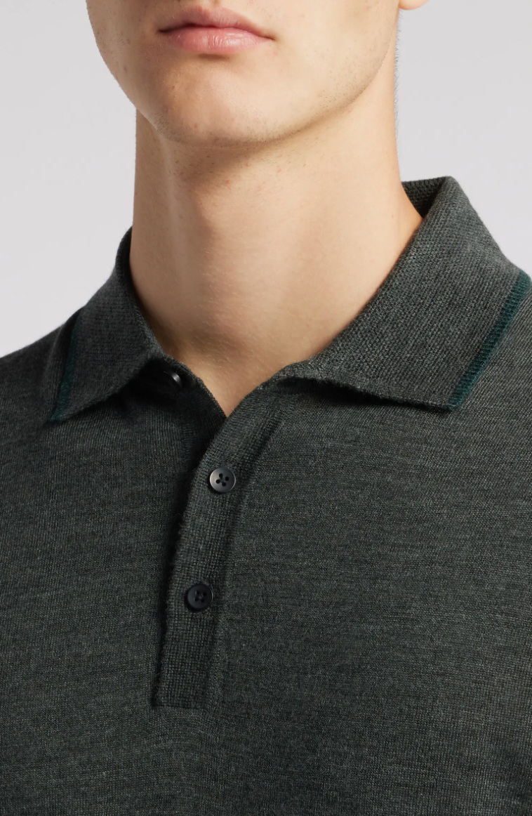 Roman LS Olive Knit Polo