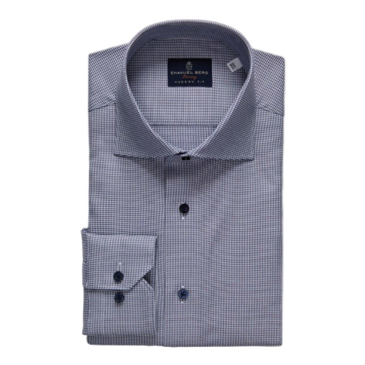 Natural Stretch Yoga Twill Premium Luxury Dress Shirt in Navy