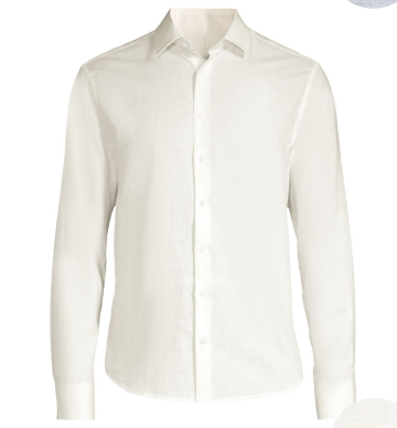 Linen/Cotton LS Button Down in White