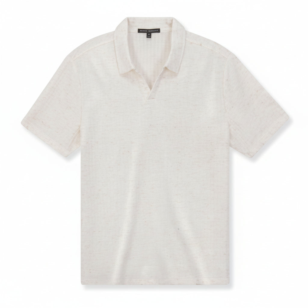 Isadore SS Open Collar Polo in Swan