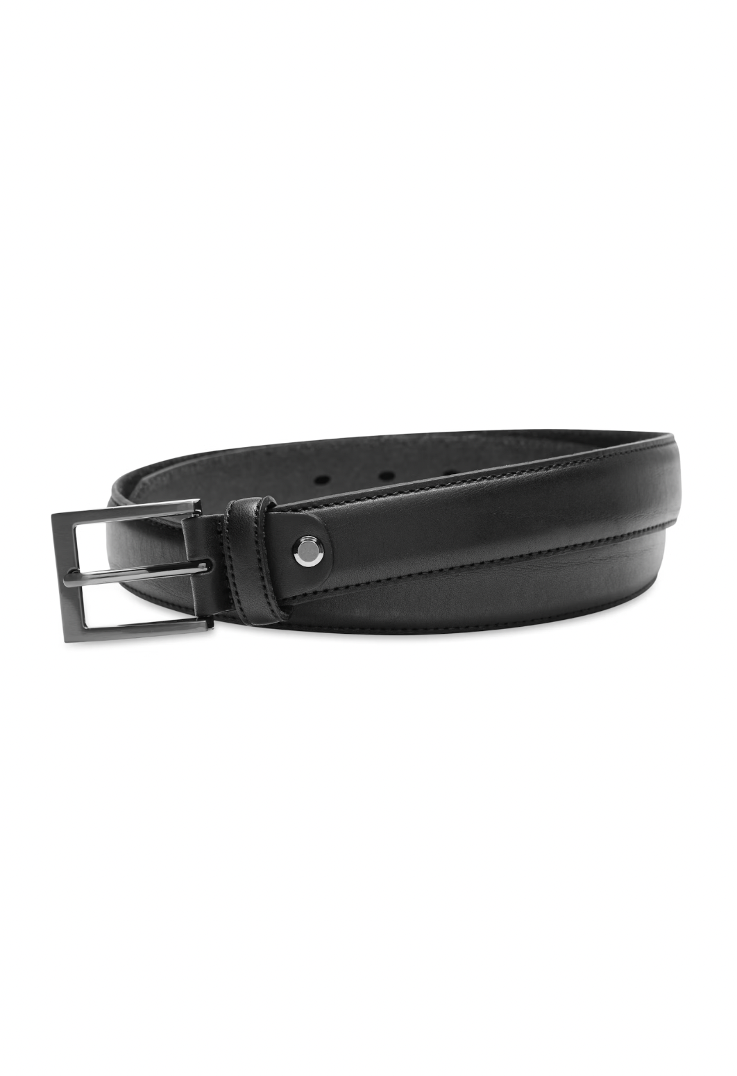 Frank Stitch Leather Belt in Black