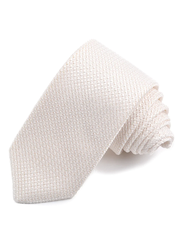 Silk Grenadine Textured Tie in White