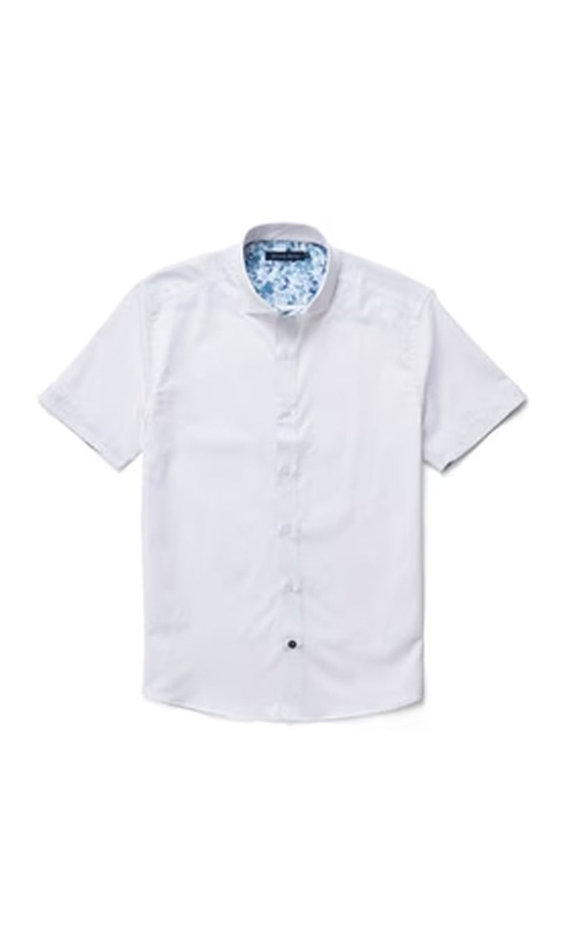 White solid short sleeve shirt 