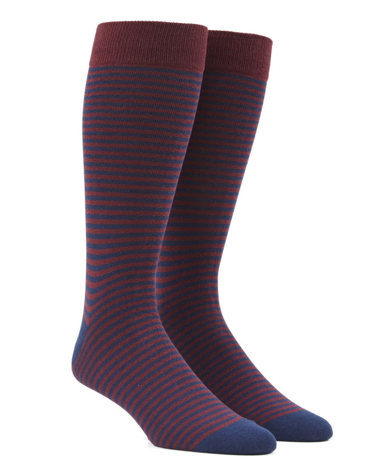 Thin Stripes Burgundy Dress Socks