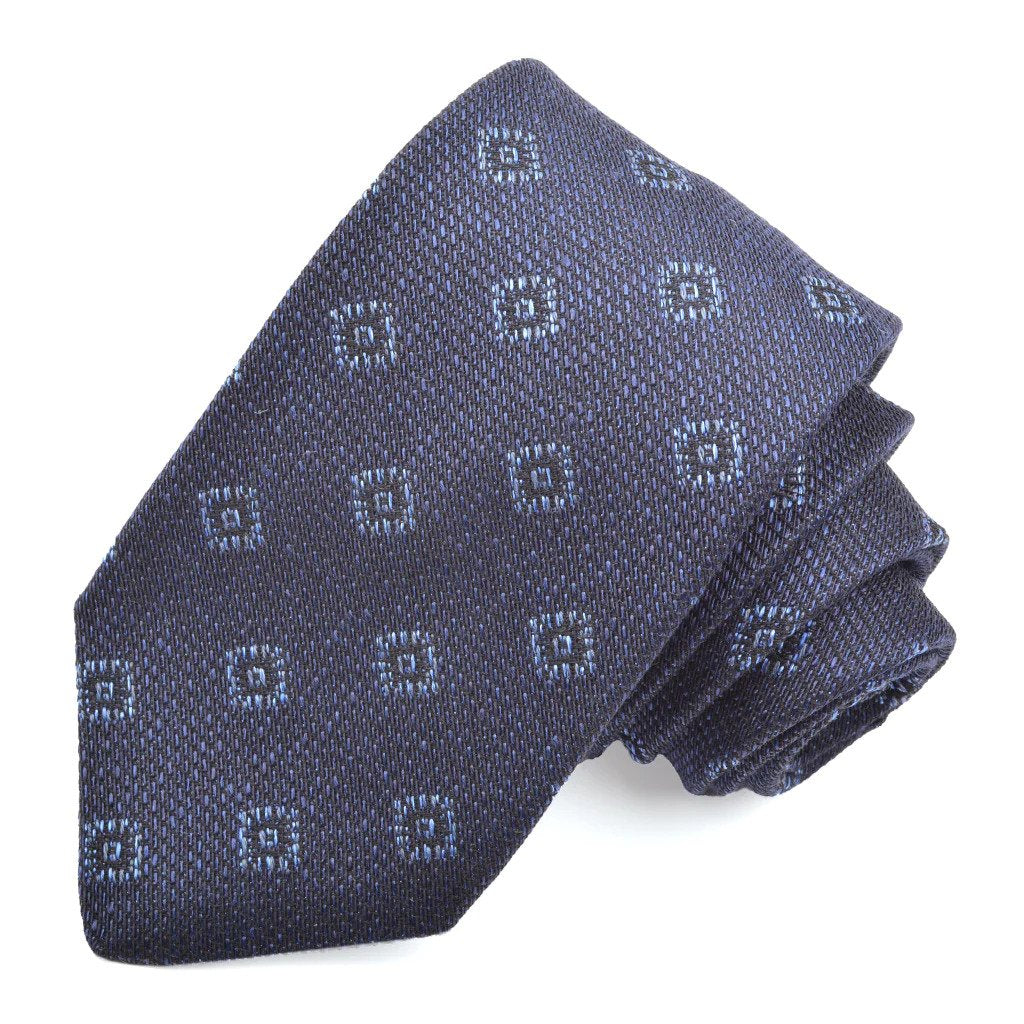 Men's Silk Woven Tie in Navy/French Blue
