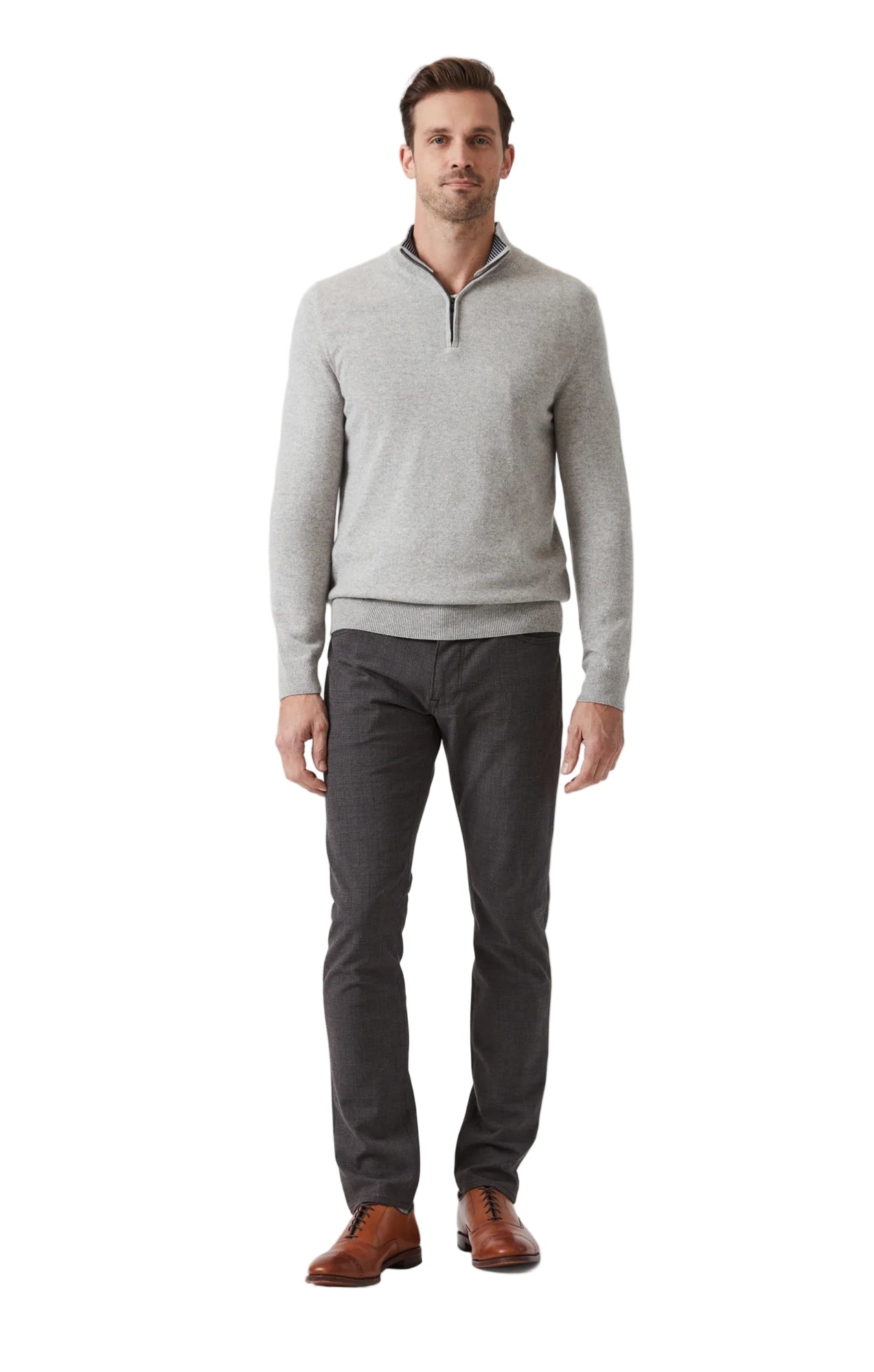 Cool Tapered Leg Pants in Brown Elite Check