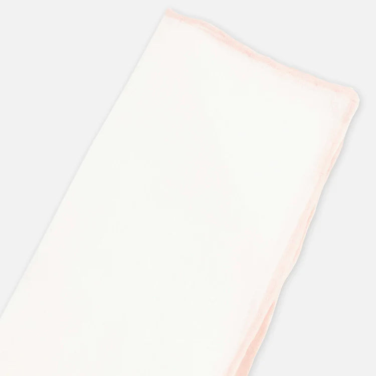 Bhldn White Linen With Rolled Border Blush Pocket Square