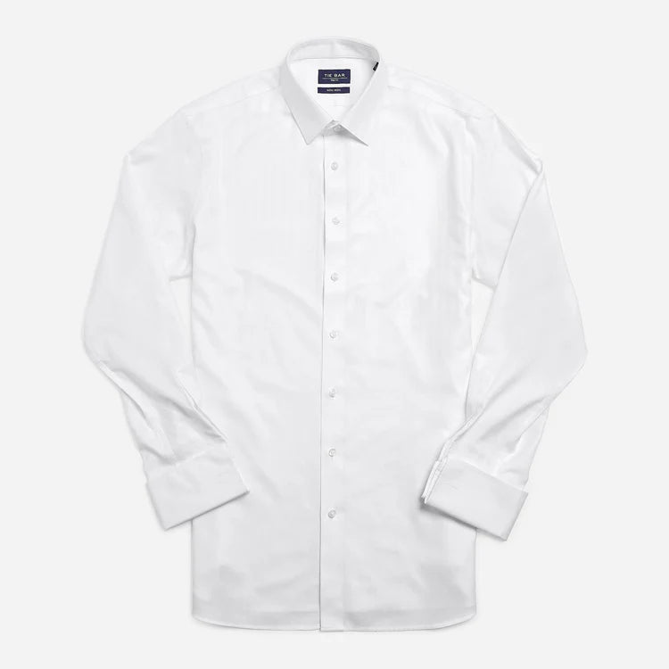 Herringbone Tuxedo White Non-Iron Dress Trim Fit Shirt