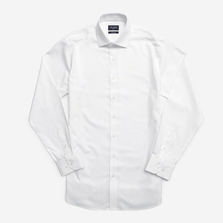 Textured Solid White Non-Iron Dress Shirt