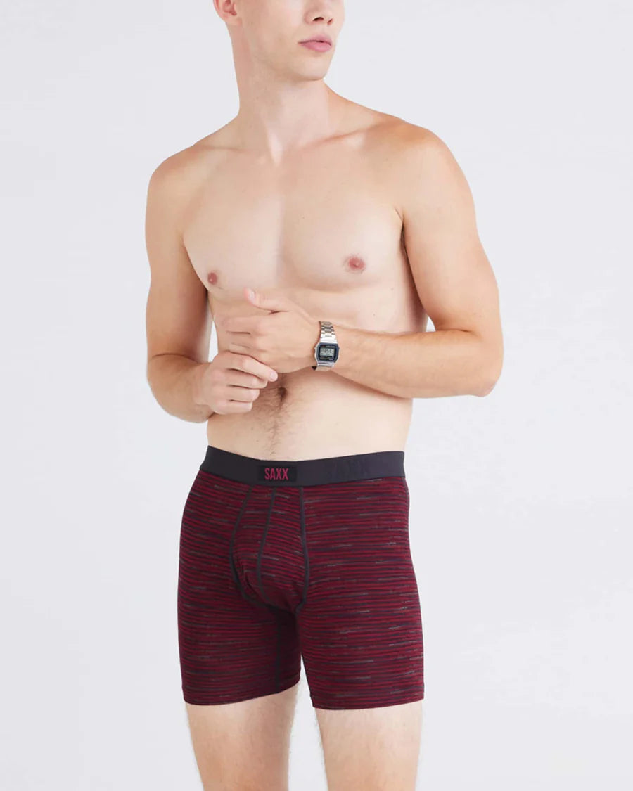 VIBE XTRA SOFT COMFORT BOXER BRIEF FLY 2PK Black/Red Stripe