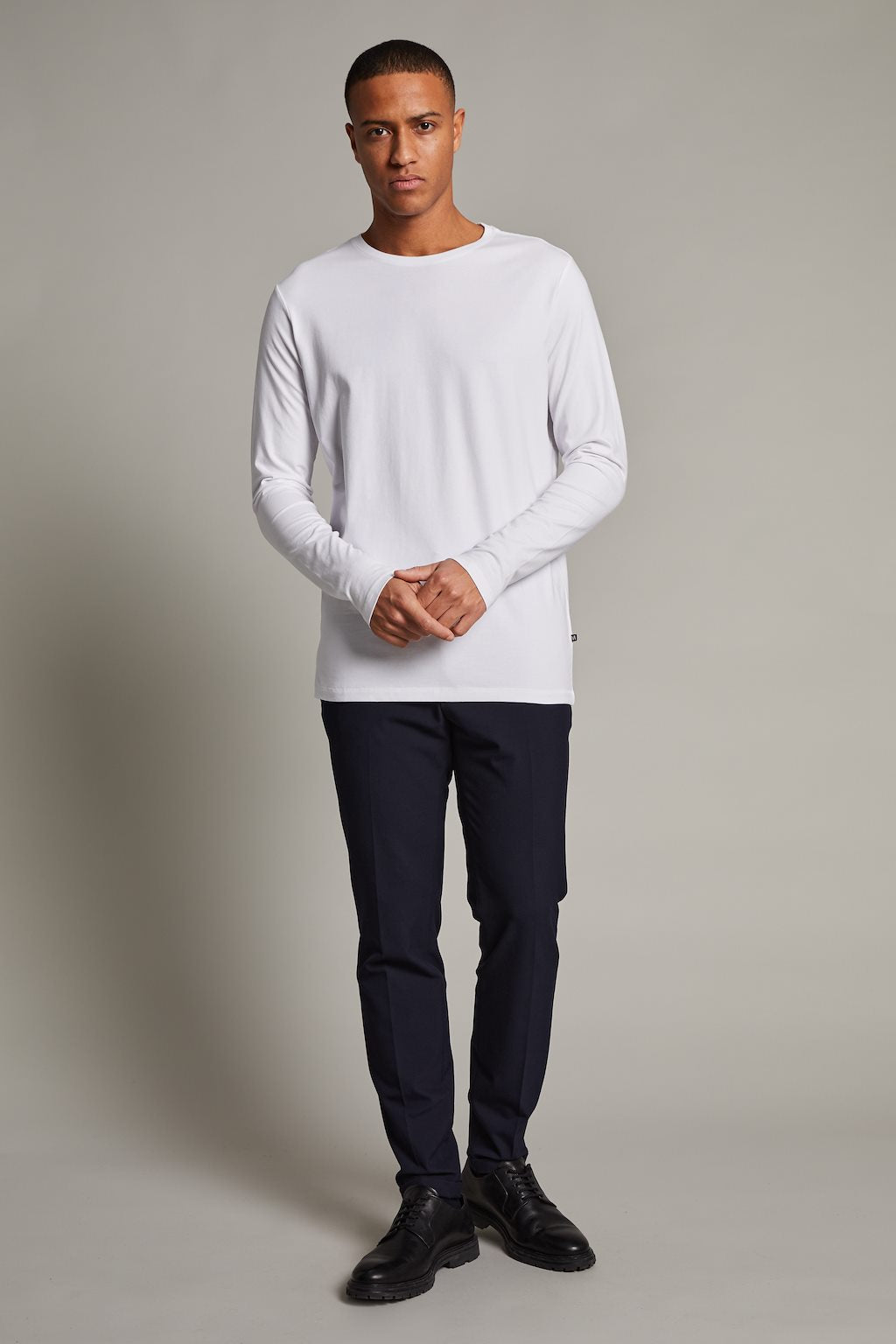 Jermalong Cotton Stretch LS T-Shirt in White